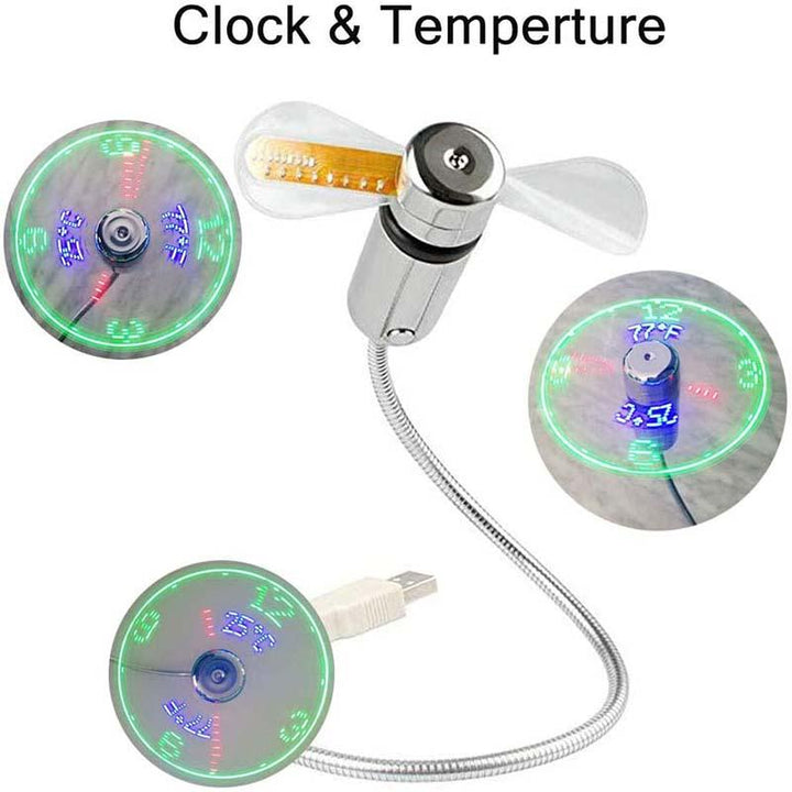 USB Fan with LED Clock Lighting | Kalsten