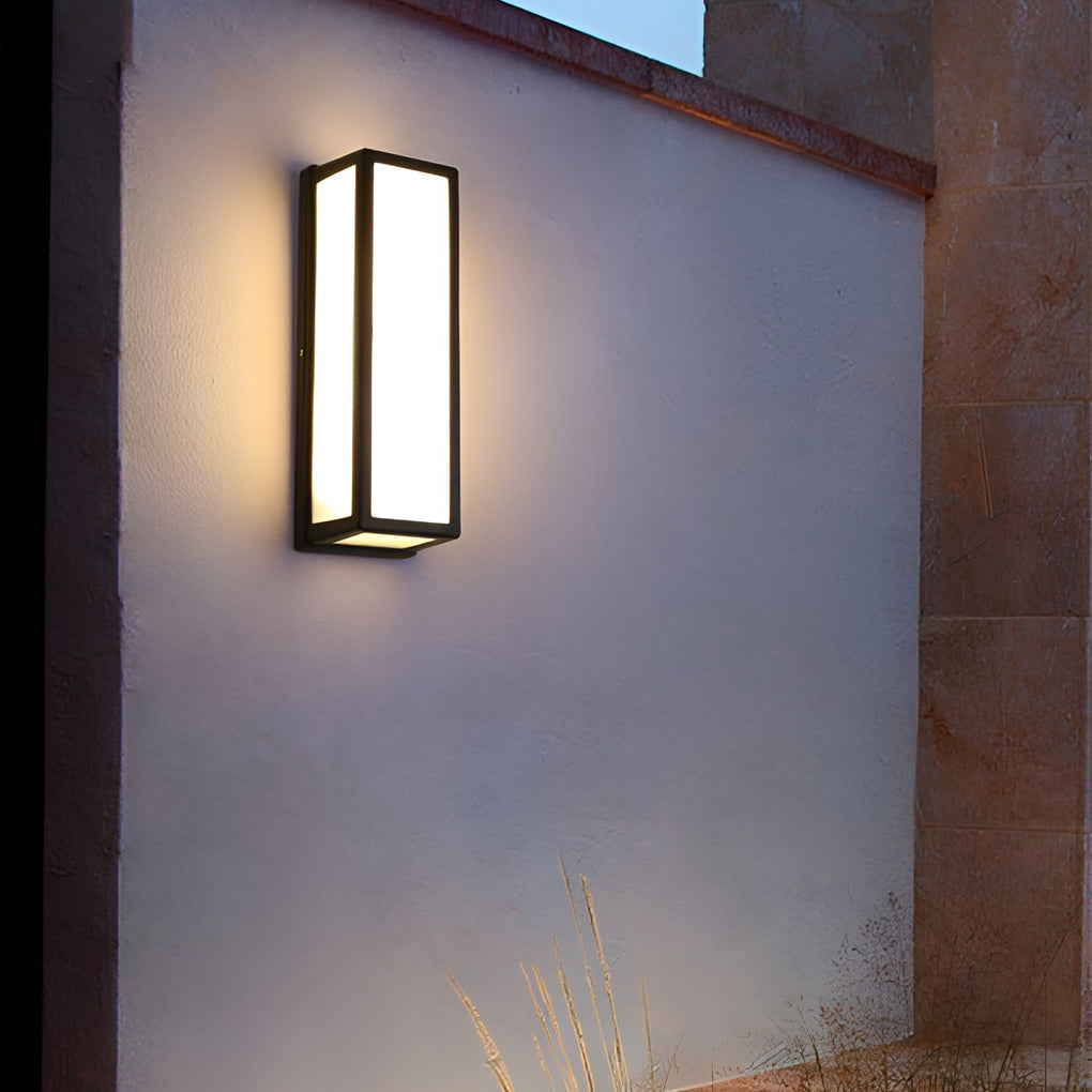 Rectangle LED Waterproof Motion Sensor Black Modern Wall Sconce Lighting | Kalsten