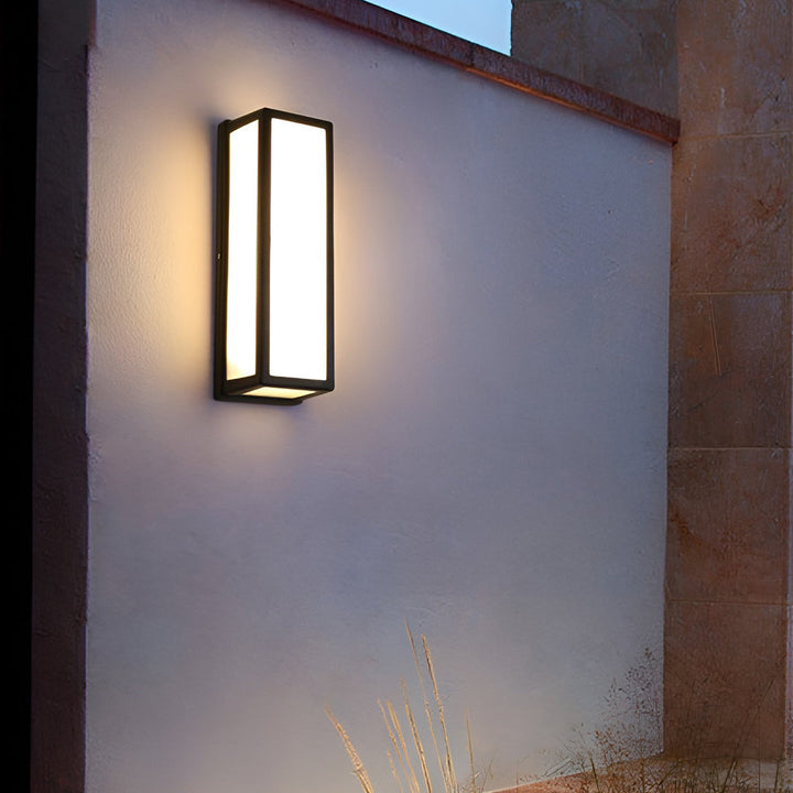 Rectangle LED Waterproof Motion Sensor Black Modern Wall Sconce Lighting | Kalsten