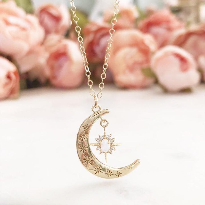 Moon & Sun Croissant Necklace | Kalsten