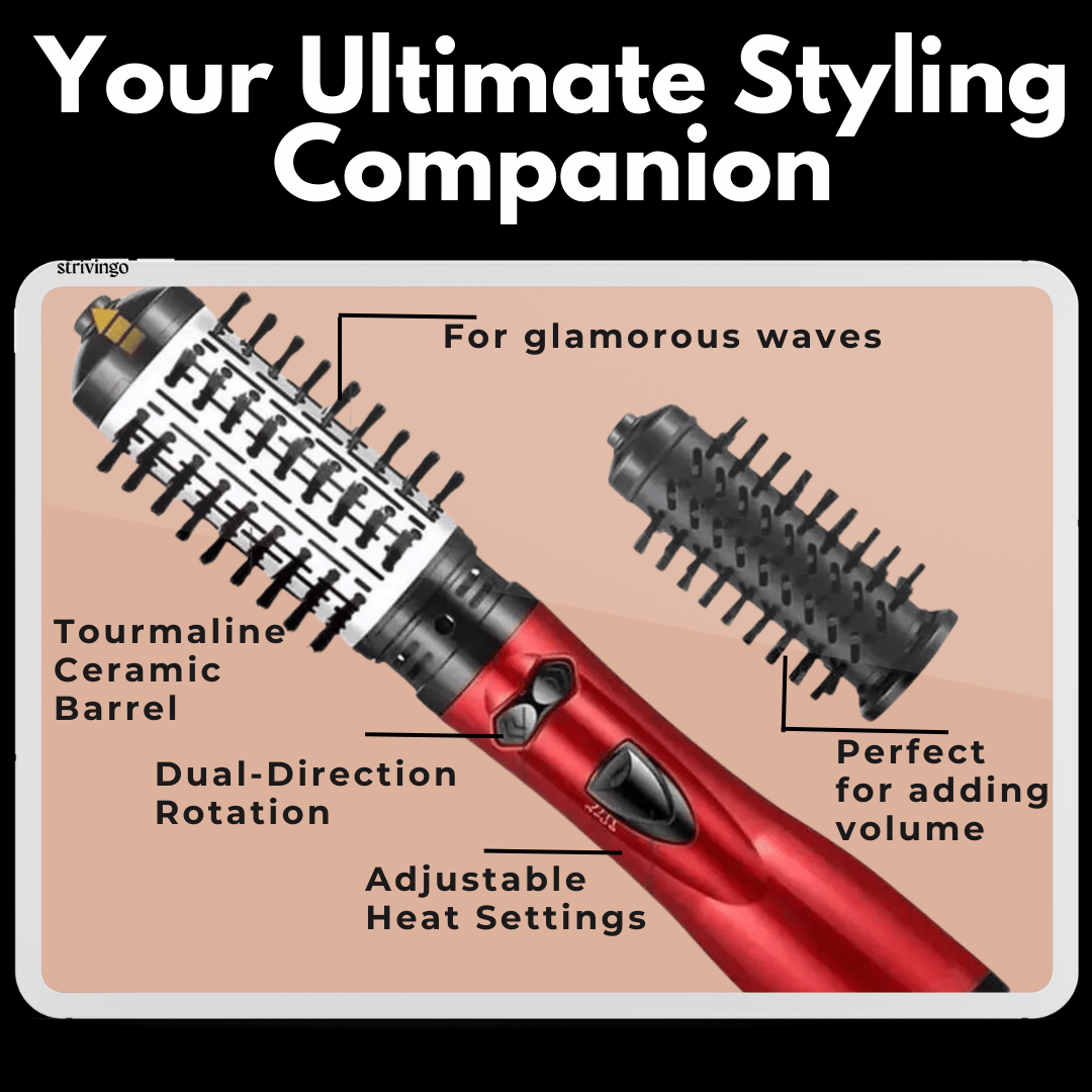 Kalsten | 3-in-1 Rotating Hair Dryer and Styler with Adjustable Temperature for Effortless Curls and Waves