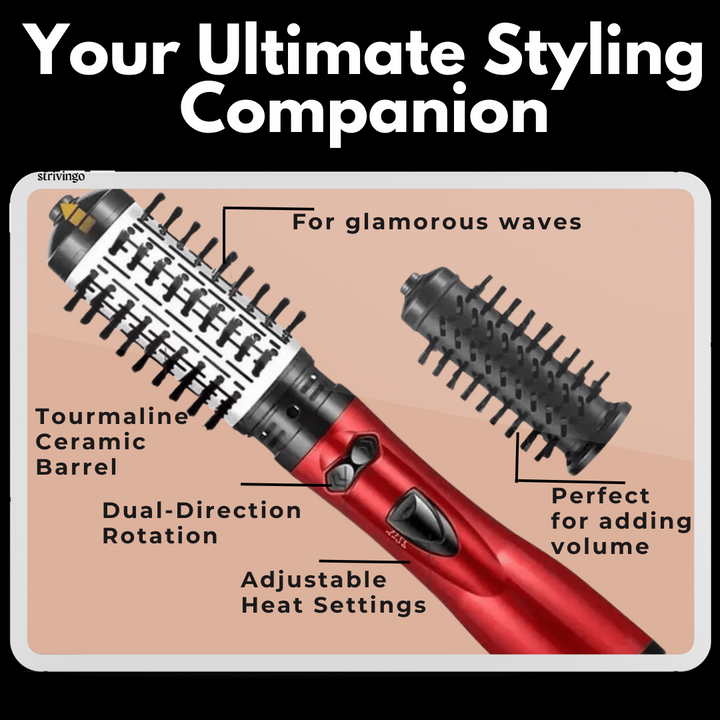 Kalsten | 3-in-1 Rotating Hair Dryer and Styler with Adjustable Temperature for Effortless Curls and Waves