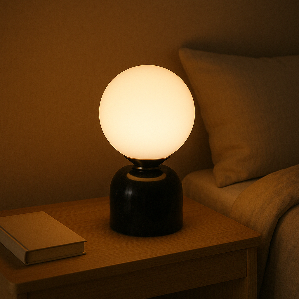 Marnor | Marble Table Lamp with Glass Shade – Scandinavian Minimalist Design | Kalsten