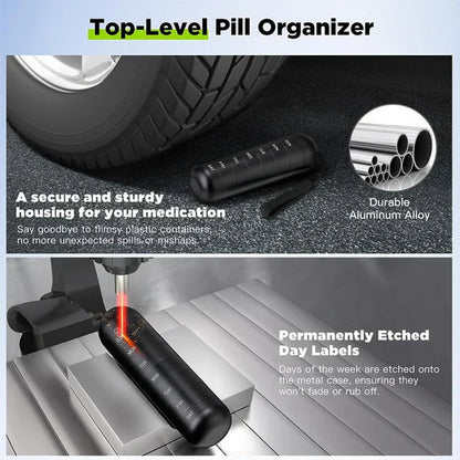 Skanto | MediSafe Weekbox – Waterproof Aluminum Pill Organizer with 7 Compartments