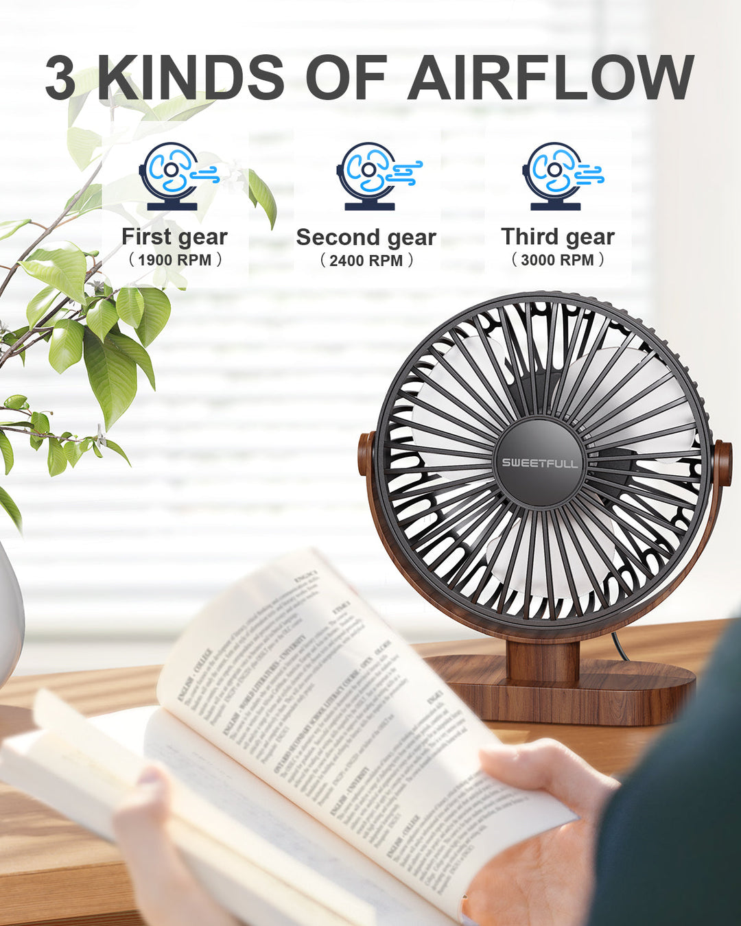 6.5 Inch USB Small Desk Fan for Home Office Car Outdoor Travel | Kalsten