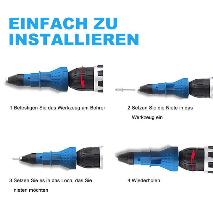 Removable rivet gun drill adapter | Kalsten