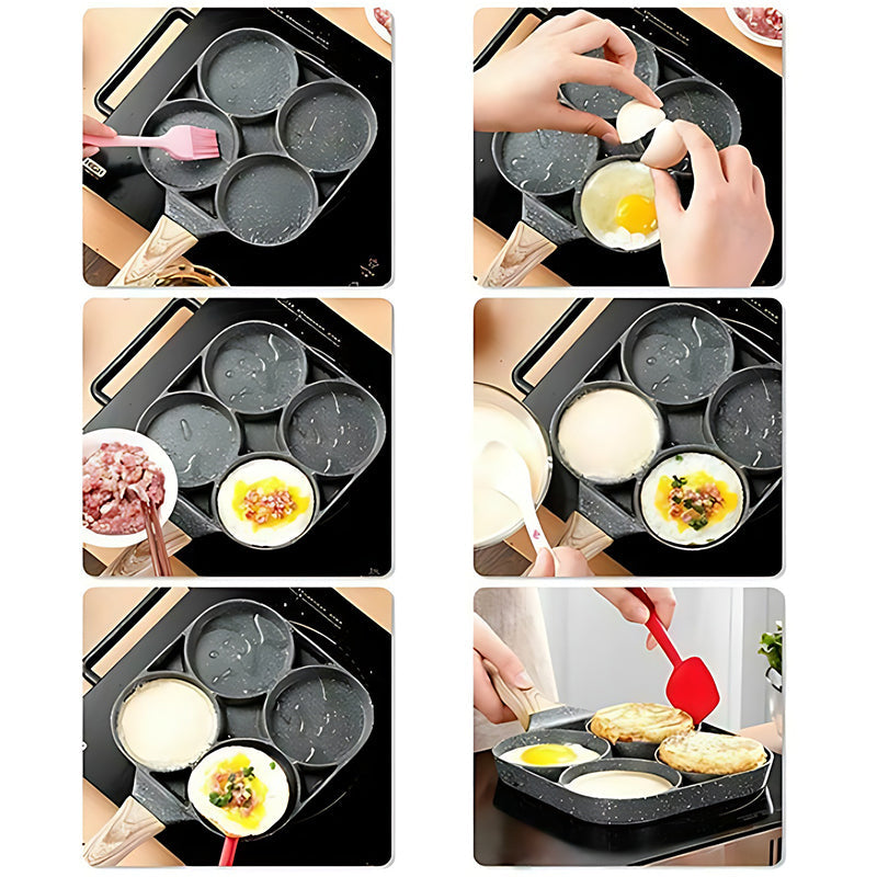 Kalsten | Four-hole egg pan, breakfast omelette household frying pan non-stick pan