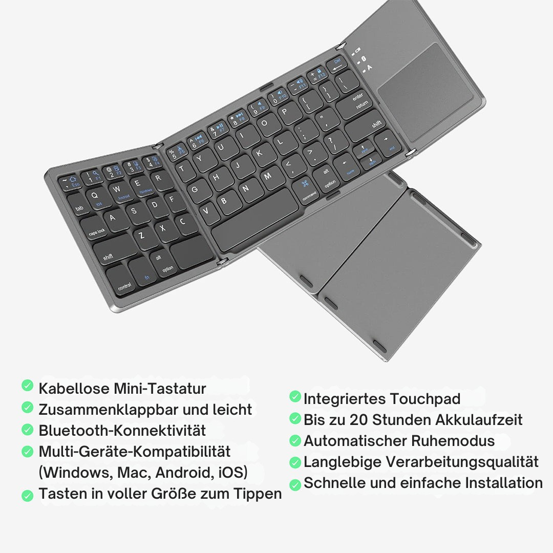 Foldable Bluetooth Keyboard with Touchpad