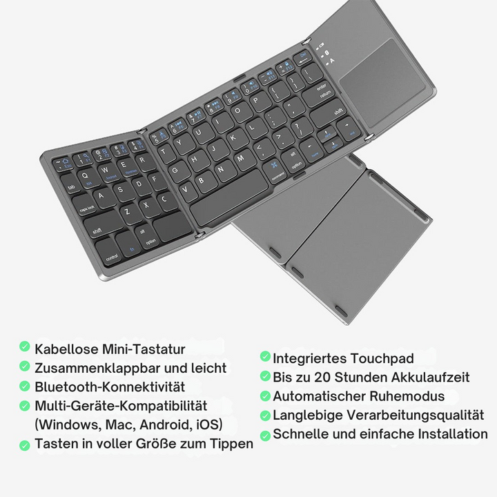 Foldable Bluetooth Keyboard with Touchpad