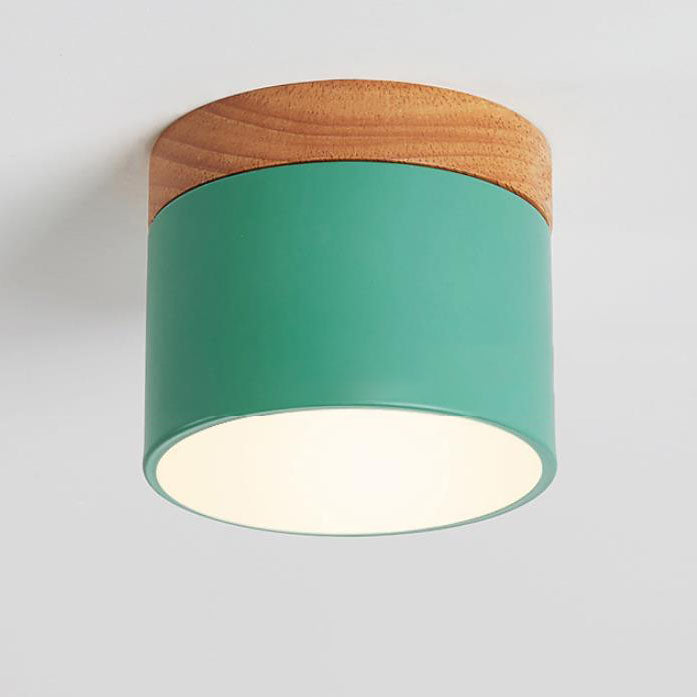 Flush Mount Ceiling Light Iron Solid Wood PVC 3.94 in Modern Hallway Living Room Bedroom 7W 700lm LED Adjustable Color Temperature White Black Pink Blue Green Gray Gold | Kalsten