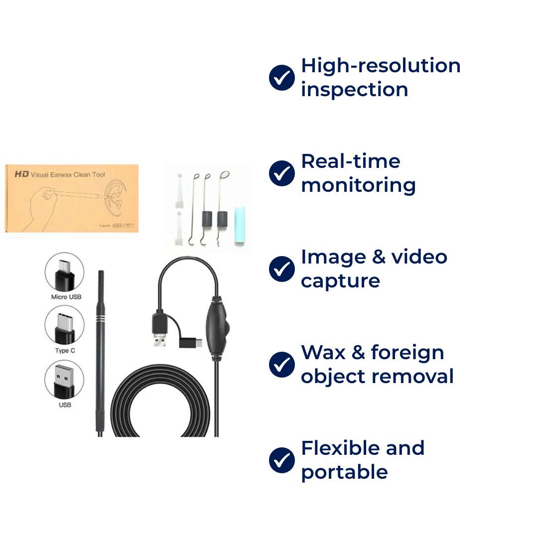 EarVision Professional Ear Endoscope – HD Inspection – Live Monitoring – Capture Images & Video – Removes Wax & Foreign Objects Kalsten
