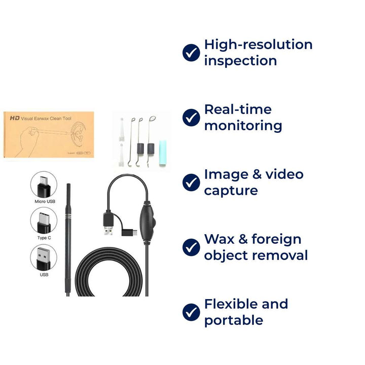 EarVision Professional Ear Endoscope – HD Inspection – Live Monitoring – Capture Images & Video – Removes Wax & Foreign Objects Kalsten