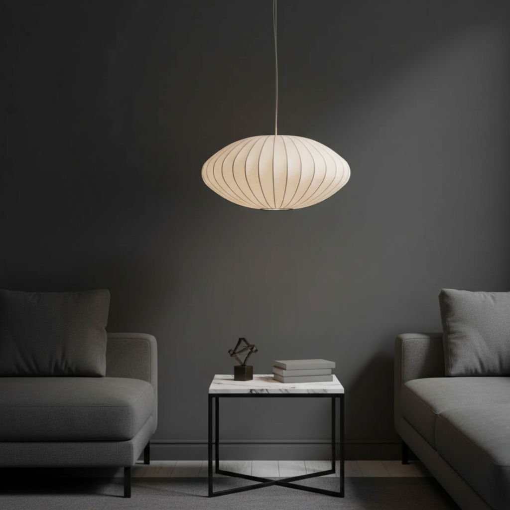 Japandi Silk-Shade Dining Chandelier