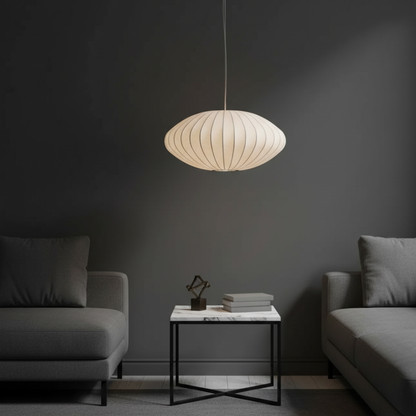 Japandi Silk-Shade Dining Chandelier