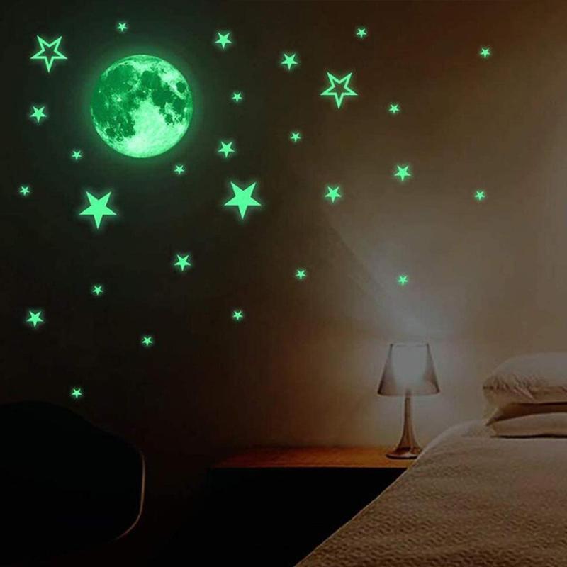 Creative Fluorescent Wall Sticker - Moon / stars / round dots | Kalsten