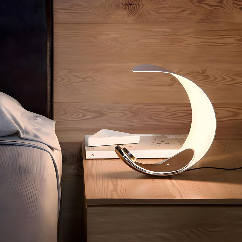 Curl Polished Silver Chrome LED Table Lamp - Touch Control | Kalsten