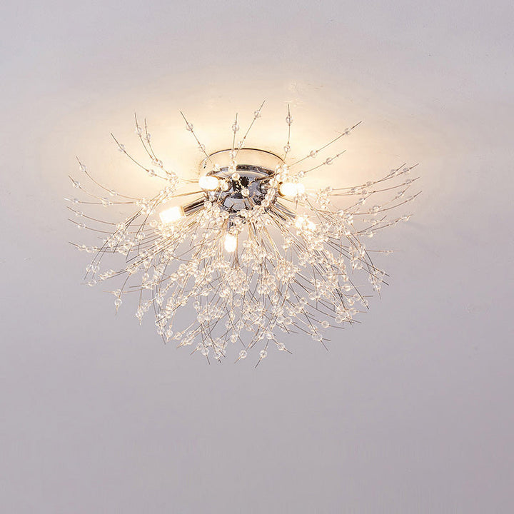 Ceiling Light Metal Crystal 15.7 in Flush Mount Bedroom Hallway Dandelion Design Decorative Lighting | Kalsten