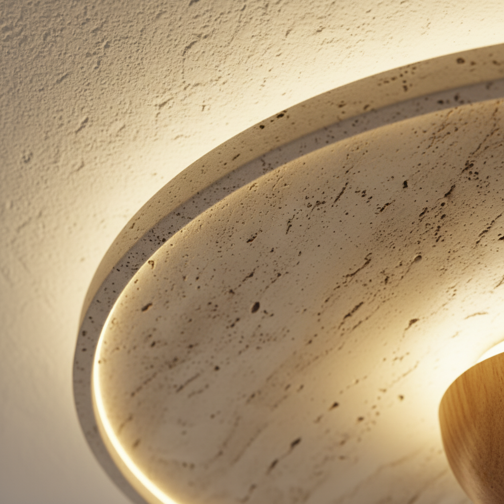 TerraGlow Natural Travertine Flush Mount