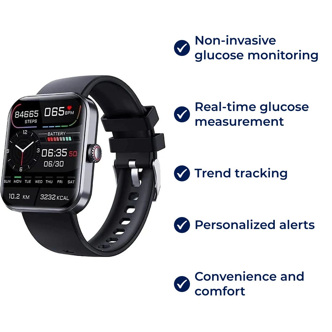 Glucowatch | Non-Invasive Blood Glucose Smartwatch – Real-Time Monitoring, Trend Tracking & Personalised Alerts Kalsten