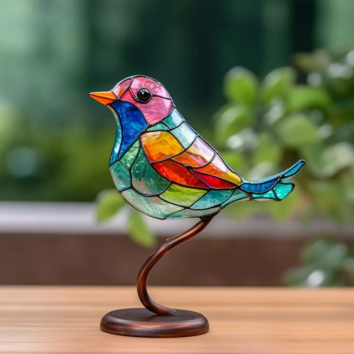 Kalsten |Bird on Branch Metal Painted Desktop Ornament