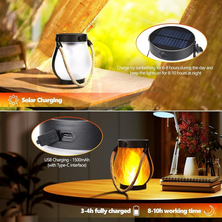Kalsten | Solar Outdoor Hemp Rope Flame Lamp