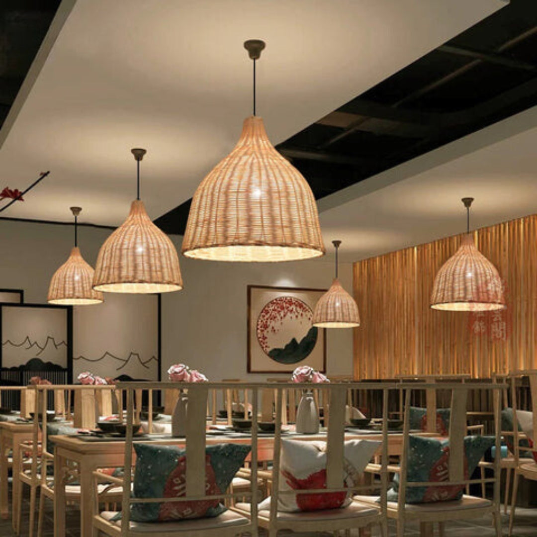 RusticGlow - Woven Rattan Pendant Light Kalsten