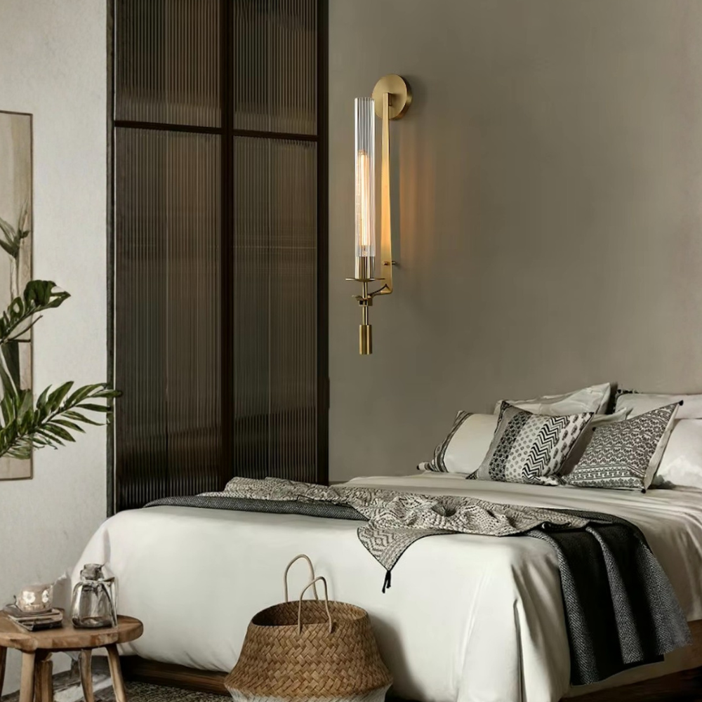 Clarion Fluted Glass & Iron Wall Sconce