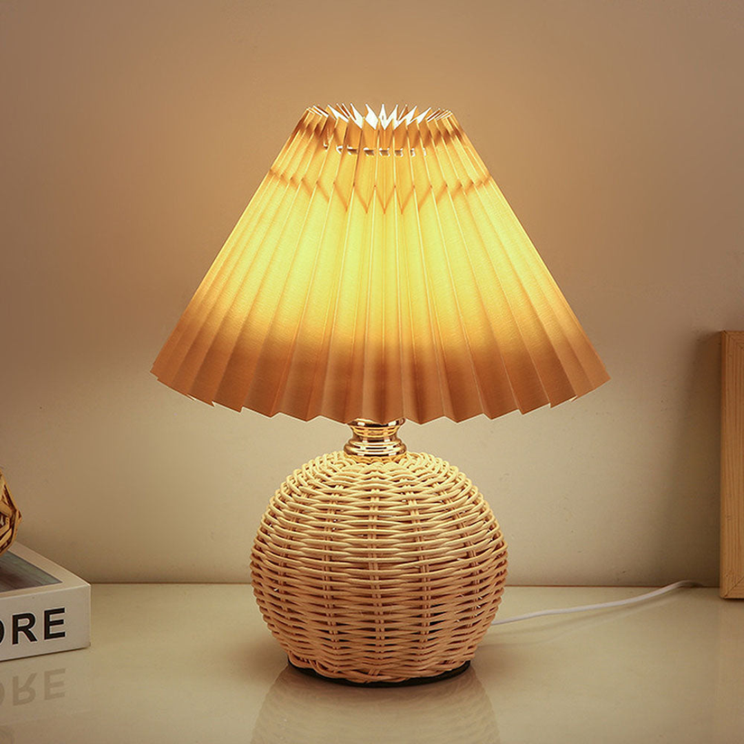 Modern Table Lamp with White Pleated Shade | Kalsten
