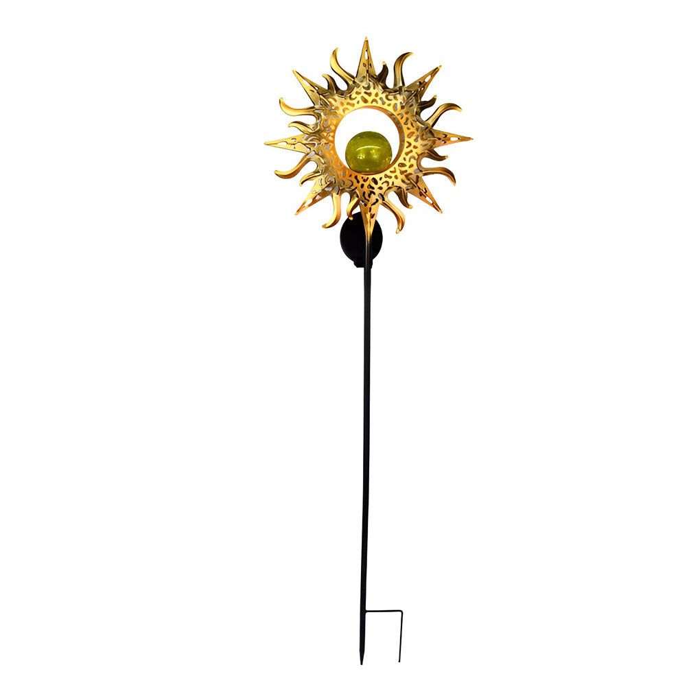 Iron Moon Flame Creative Hollow Projection Cracked Glass Solar Lawn Lights | Kalsten