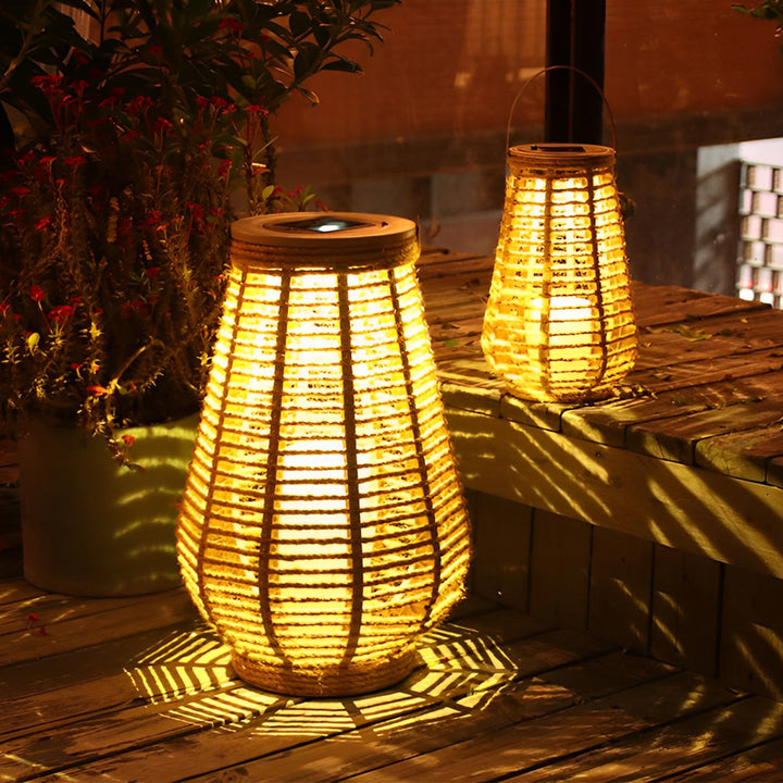 Portable Waterproof LED Ropes Rattan Brown Retro Outdoor Solar Lanterns | Kalsten