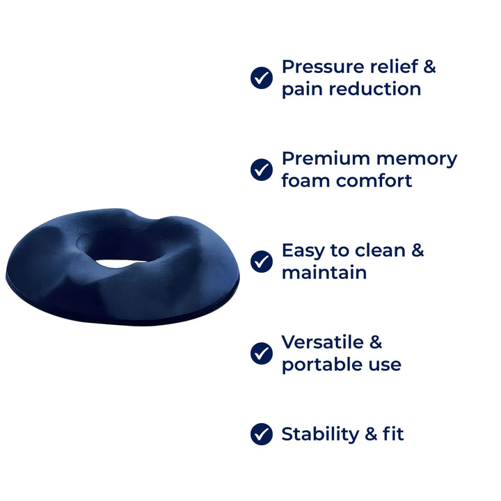 SitRelief | Donut Seat Cushion – Tailbone & Haemorrhoid Relief – Memory Foam – Washable Cover – Office, Travel, Postpartum Use Kalsten