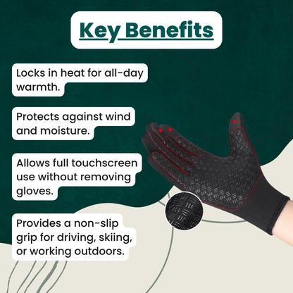 Skanto | Warm Waterproof Gloves: Thermal Touchscreen Gloves | Cycling, Golf, Raynaud's & Winter Sports