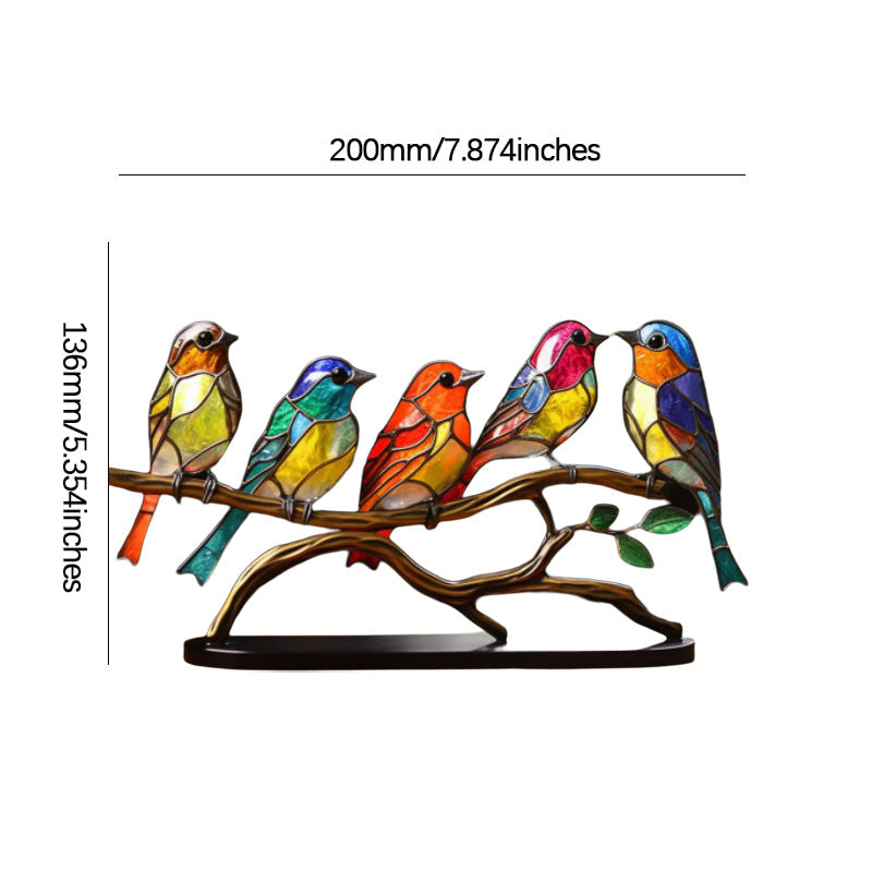 Kalsten |Bird on Branch Metal Painted Desktop Ornament