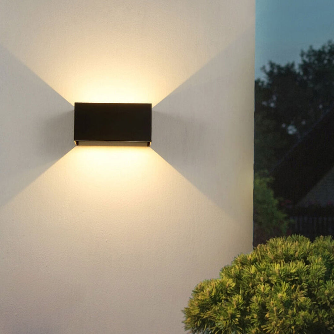 Modern Outdoor Waterproof Rectangular LED Up and Down Illuminated Outdoor Wall Sconce Lamp | Kalsten