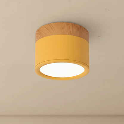 Button Wood-Accent Flush Mount