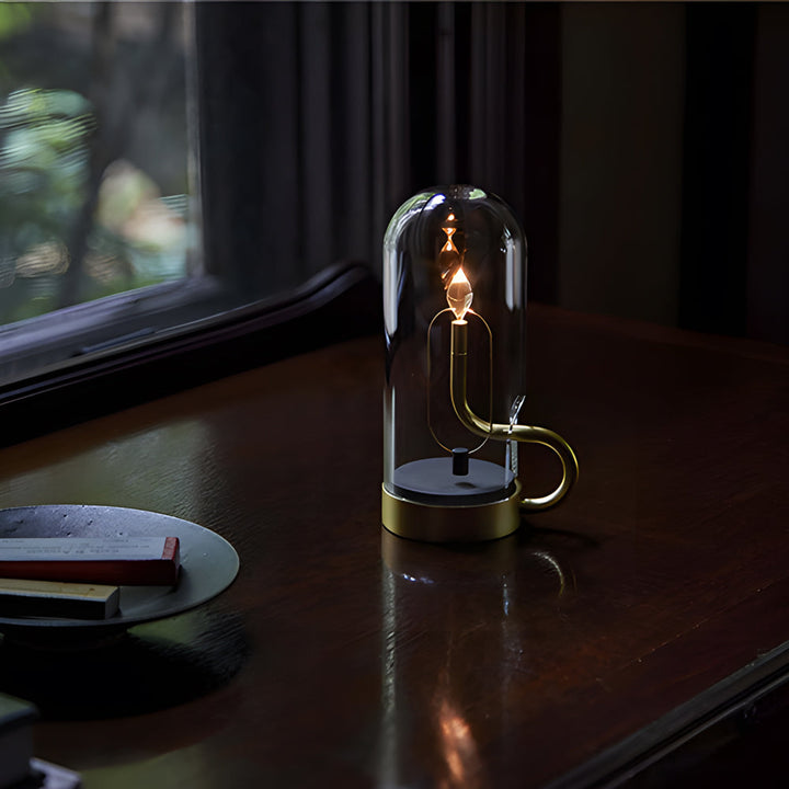 Glass Dome HYMN Accent Table Lamp - LED Candle | Kalsten