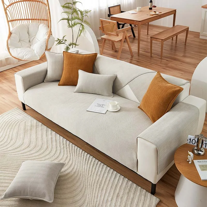 Kalsten | Wavy Check Chenille Fabric Furniture Protector Sofa Cover