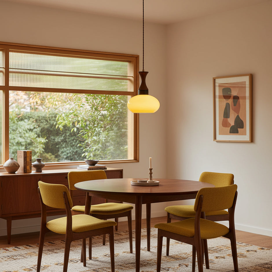 Pendant Light Glass 7 in Brown Dining Room Kitchen Island Ceiling Lamp Adjustable Height | Kalsten
