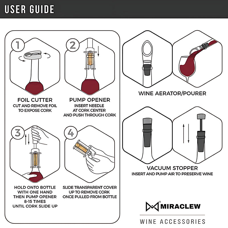Air Pump Corkscrew Wine Opener Set