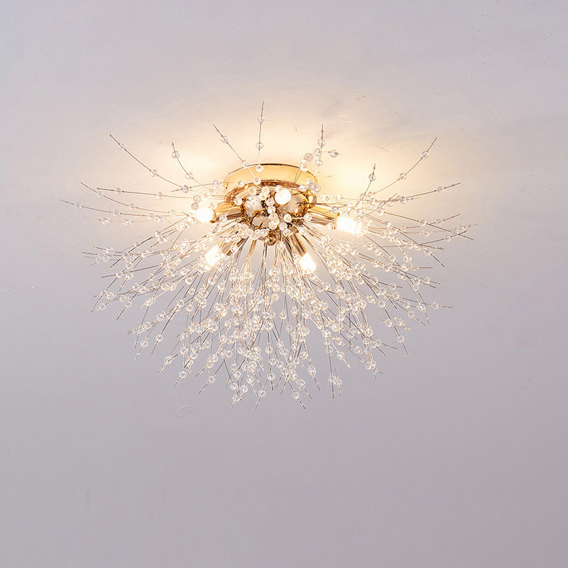 Ceiling Light Metal Crystal 15.7 in Flush Mount Bedroom Hallway Dandelion Design Decorative Lighting | Kalsten
