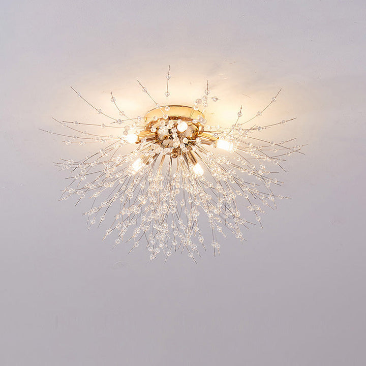 Ceiling Light Metal Crystal 15.7 in Flush Mount Bedroom Hallway Dandelion Design Decorative Lighting | Kalsten