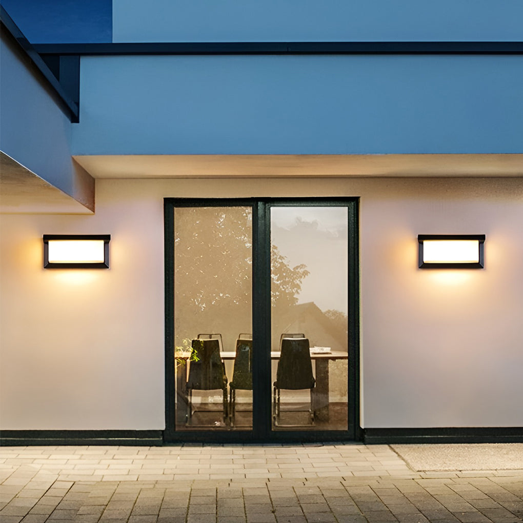 Rectangle Waterproof Light Control Induction Black Modern Solar Sconces | Kalsten