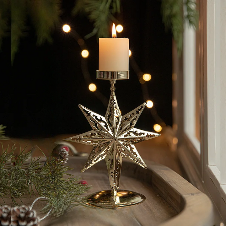 Christmas Candle Holders - Star and Christmas Tree Design for Festive Decoration | Kalsten
