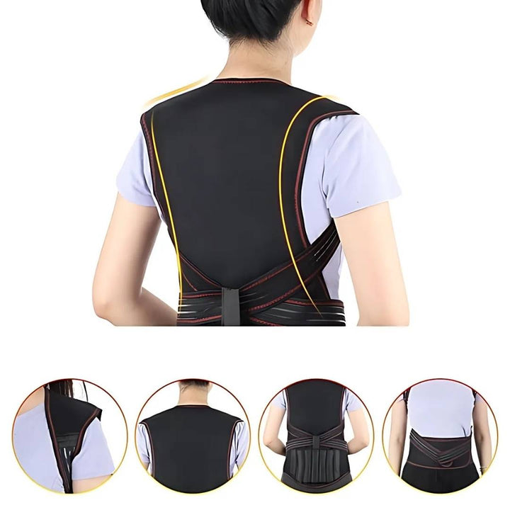 MagniTherm Self-Heating Back Support | Adjustable Heated Posture Corrector - Back Pain Relief - Posture Improvement Kalsten