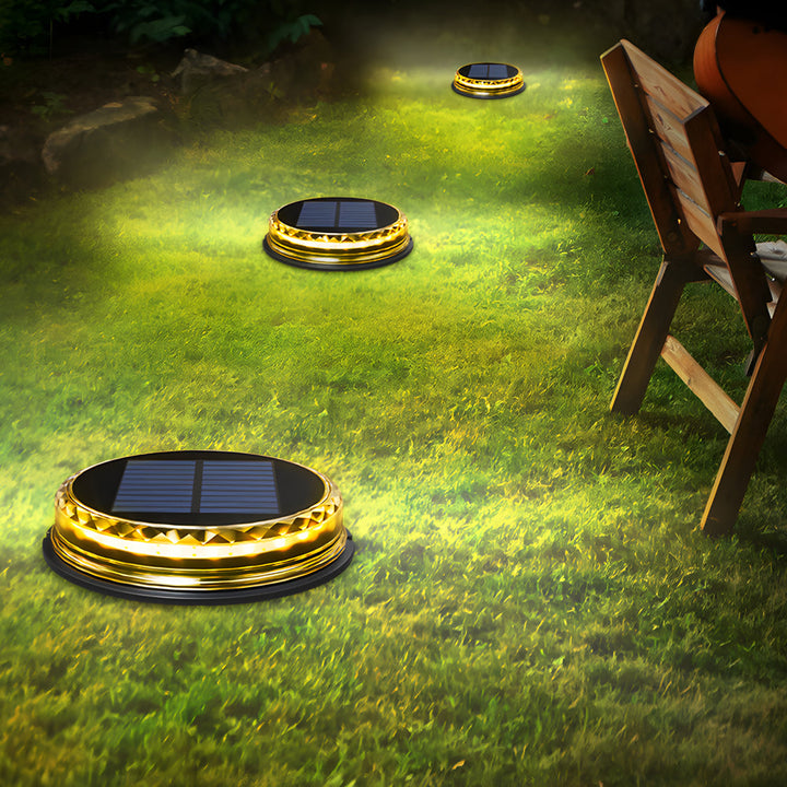Modern Black LED Outdoor Solar Disc Path Light, 4-Pack | Kalsten