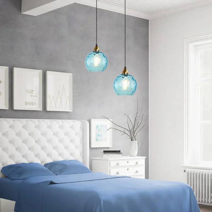 Pendant Light Ripple Glass 7.9 in Sphere Adjustable Dining Room Kitchen Hanging Ceiling Lamp Modern Nordic Minimalist Fixture | Kalsten