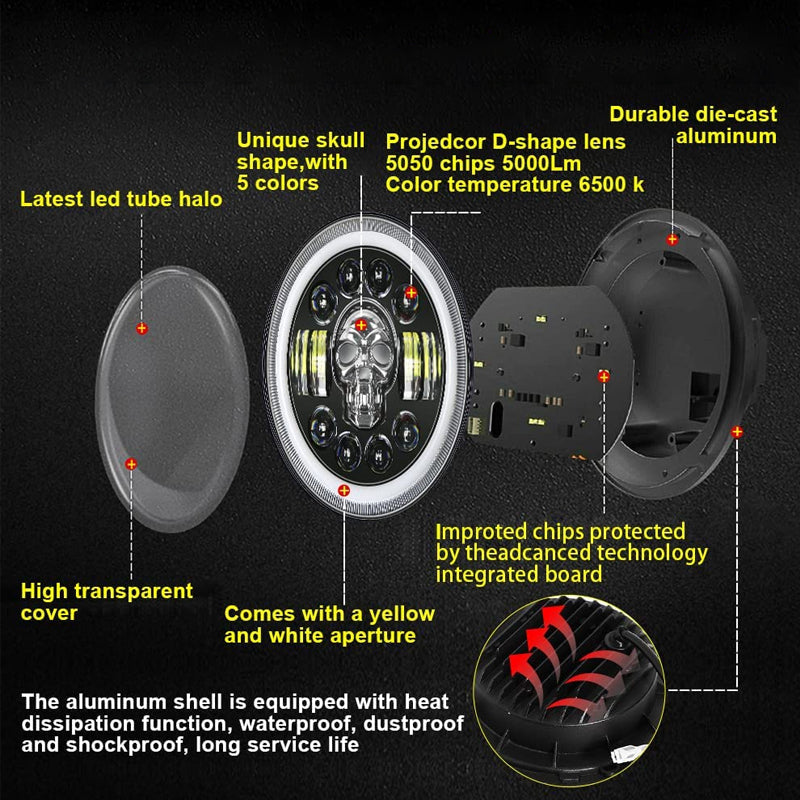 Kalsten | 7 Inch Skull LED Headlight