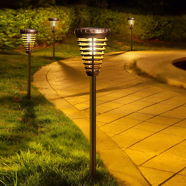 Round Intelligent LED IP65 Waterproof Black Modern Solar Garden Lights | Kalsten