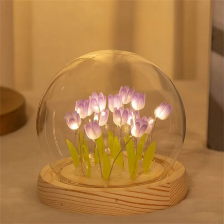 Handmade Artificial Tulip LED Night Light Bedside Table Lamp for Bedroom and Gift Decor | Kalsten
