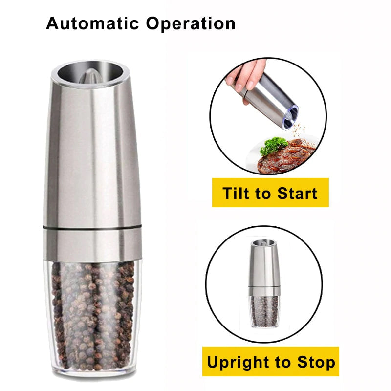Skanto | Automatic Electric Gravity Induction Salt and Pepper Grinders